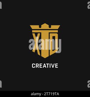 XD initial logo with shield and crown style design ideas Stock Vector