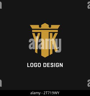 YK initial logo with shield and crown style design ideas Stock Vector