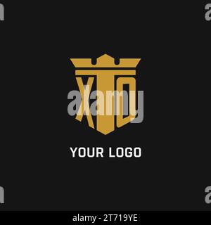XO initial logo with shield and crown style design ideas Stock Vector