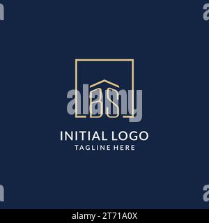 initial Letter name of BS Square frame Logo Design Vector with Black ...