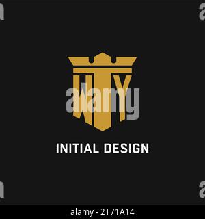 WY initial logo with shield and crown style design ideas Stock Vector