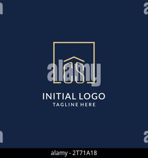 Initial CS square lines logo, modern and luxury real estate logo design vector graphic Stock Vector