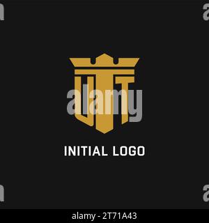 UT initial logo with shield and crown style design ideas Stock Vector