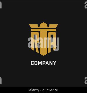 RA initial logo with shield and crown style design ideas Stock Vector