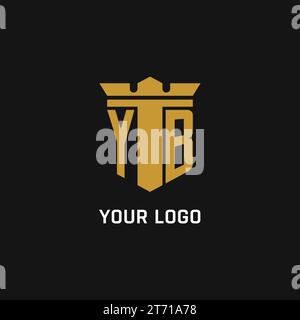 YB initial logo with shield and crown style design ideas Stock Vector