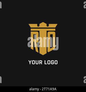 RO initial logo with shield and crown style design ideas Stock Vector
