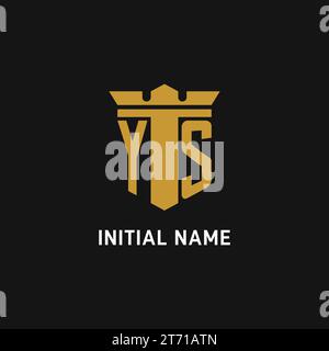 YS initial logo with shield and crown style design ideas Stock Vector