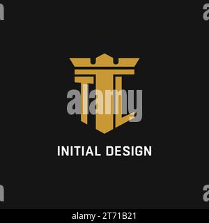 TL initial logo with shield and crown style design ideas Stock Vector