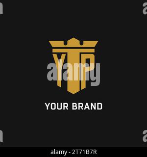 YP initial logo with shield and crown style design ideas Stock Vector