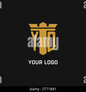 YO initial logo with shield and crown style design ideas Stock Vector