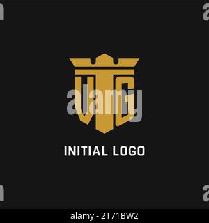 VG initial logo with shield and crown style design ideas Stock Vector