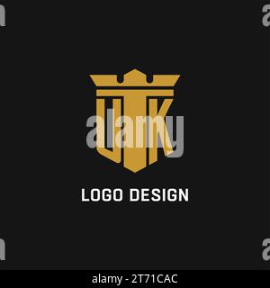 UK initial logo with shield and crown style design ideas Stock Vector