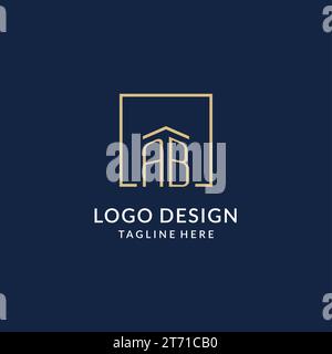 Initial AB square lines logo, modern and luxury real estate logo design vector graphic Stock Vector