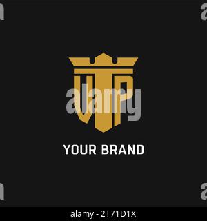 VP initial logo with shield and crown style design ideas Stock Vector