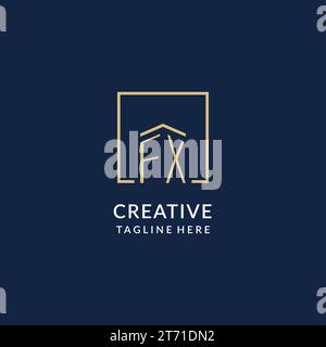 FX initial square logo design, modern and luxury real estate logo style ...