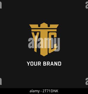 YC initial logo with shield and crown style design ideas Stock Vector