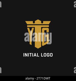 YG initial logo with shield and crown style design ideas Stock Vector