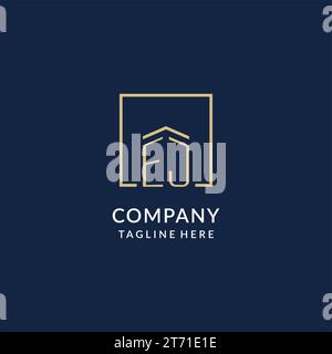 modern EJ letter real estate logo in linear style with simple roof ...