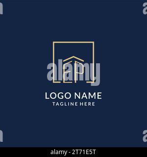 Initial EP square lines logo, modern and luxury real estate logo design vector graphic Stock Vector