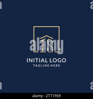 Initial IS square lines logo, modern and luxury real estate logo design vector graphic Stock Vector