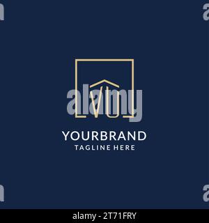 Initial VU logo with square lines, luxury and elegant real estate logo ...
