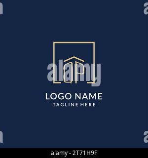 QP initial square logo design, modern and luxury real estate logo style ...