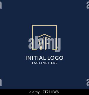 Initial VF logo for real estate with simple building icon design ideas ...