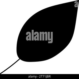 Silhouette of apple tree leaf, element of Thanksgiving day festive table decoration. Apple tree leaf contour holiday symbol. Simple black shape vector Stock Vector