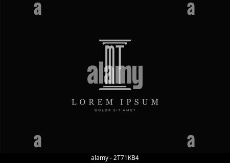 pillar logo icon letter MT . Great for legal, Attorney, Law Office services identity Stock Vector