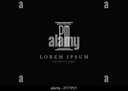 pillar logo icon letter PM . Great for legal, Attorney, Law Office services identity Stock Vector