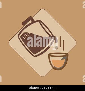 Coffee. Italian coffee pot with text All You Need is Coffee. Banner for cafe, restaurant, menu, coffee dreams theme. cup icon in the line style. Stock Vector