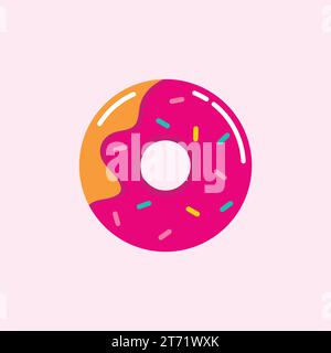 Sweet strawberry donut vector illustration. American traditional food Stock Vector
