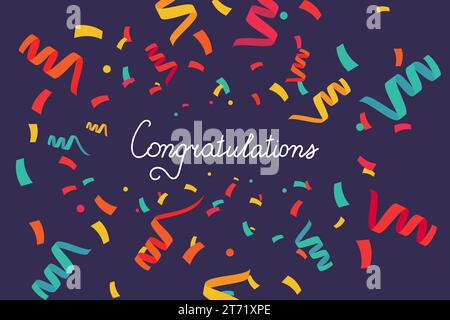 Confetti flies in different directions explosion festive vector banner. Happy day celebration background vector illustration Stock Vector