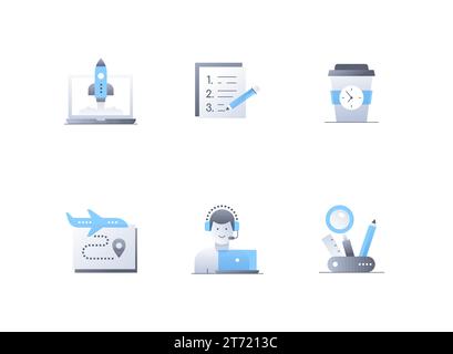 Business and startup - flat design style icons set Stock Vector