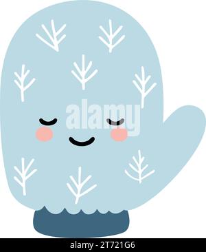 Cute Christmas mitten. Xmas Decoration in cartoon style. Winter holiday element. Vector illustration. Stock Vector
