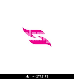 S Logo Simple With Pink Color Stock Vector