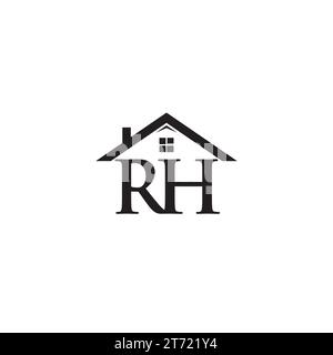 Letter RH and House logo or icon design Stock Vector