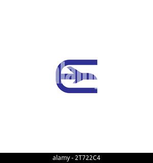 E Plane Logo Simple Design Stock Vector