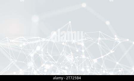Abstract geometric background. White plexus mesh background. Internet design concept and communication technology. Connecting lines and dots Stock Photo
