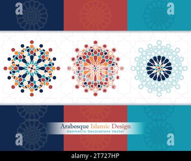 Arabic ornamental seamless patterns collection. Set of arabesque tiled vector backgrounds. Color abstract ornaments. You can use it for backgrounds… Stock Vector