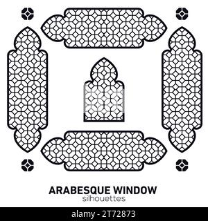 Arabesque window silhouettes. Vector symbol traditional islamic arches. Arabic traditional architecture. Ramadan Kareem design element. Stock Vector