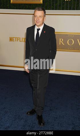 LOS ANGELES, CALIFORNIA - NOVEMBER 12: Peter Morgan attends the premiere of Netflix s The Crown Season 6 Part 1 at Regency Village Theatre on November 12, 2023 in Los Angeles, California. Copyright: xJeffreyxMayerx Credit: Imago/Alamy Live News Stock Photo