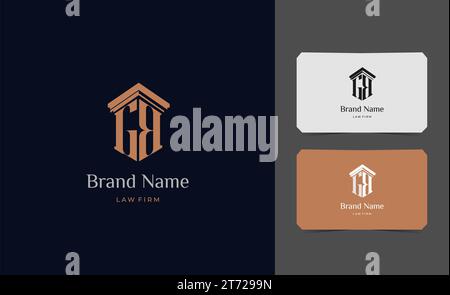 pillar logo letter GB with business card vector illustration template. Stock Vector