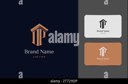 pillar logo letter DP with business card vector illustration template. Stock Vector