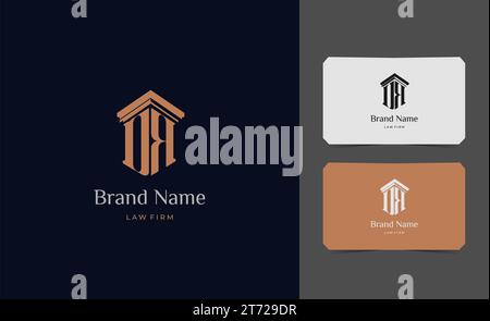 pillar logo letter DR with business card vector illustration template. Stock Vector