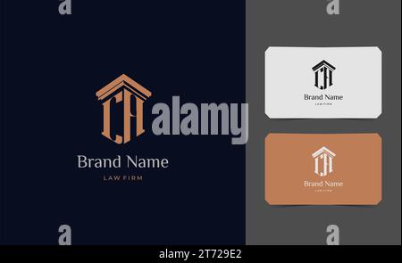 pillar logo letter CA with business card vector illustration template. Stock Vector