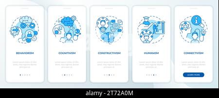Walkthrough learning theories with blue icons Stock Vector