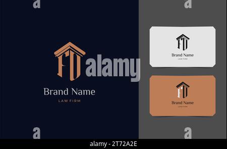 pillar logo letter FO with business card vector illustration template. Stock Vector