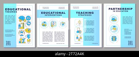 2D creative brochure with learning theories line icons Stock Vector