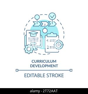 Thin line blue icon curriculum development concept Stock Vector